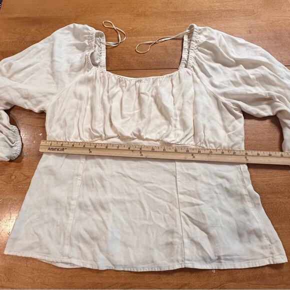 Old Navy Square Neck Crepe Off the Shoulder Long Sleeve Peasant Top Sz XL XLarge - Picture 7 of 13